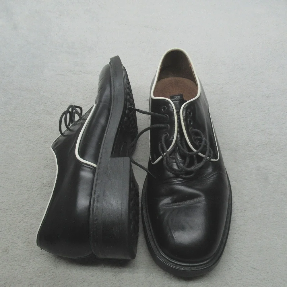 Kenneth Cole Mens 8 Dress Shoes Black Leather Oxfords Lace Up‎ Italy VTG EU41